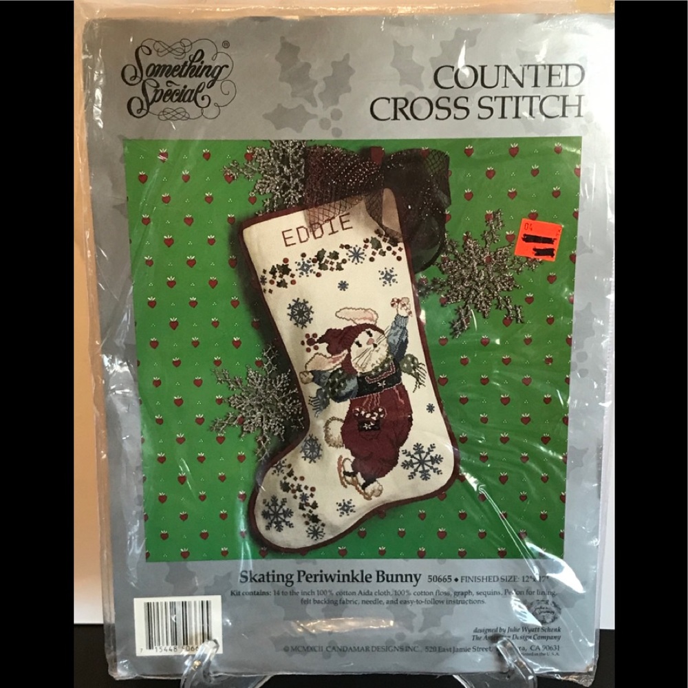 Something Special Counted Cross Stitch Skating Bunny Christmas Stocking #50665.